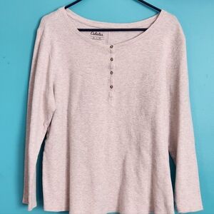 Cabela's Mens Pullover Henley long sleeve thermal shirt Light Gray Size XL